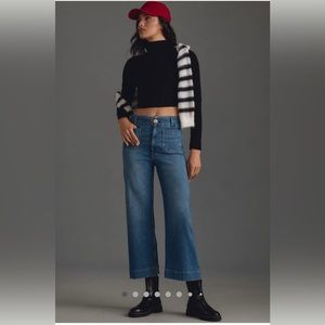 Anthropologie The Colette Denim Cropped Wide Leg Jeans by Maeve